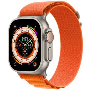 Apple Watch ULTRA Titanium Case with Orange Alpine Loop